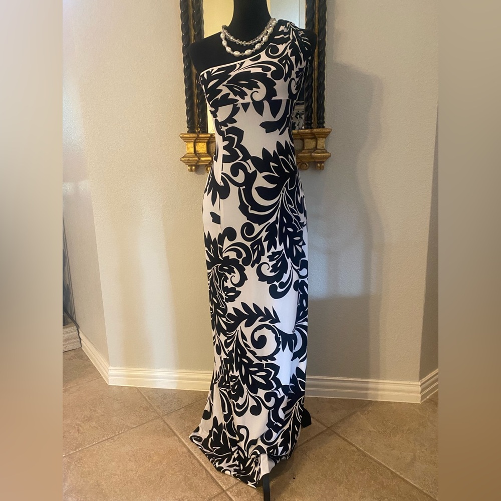 Cache Long Black & White Dress Size XS